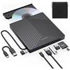 Image 1 : ORIGBELIE External CD DVD Drive, Ultra Slim CD Burner USB 3.0 with 4 USB Ports and 2 TF/SD Card Slot