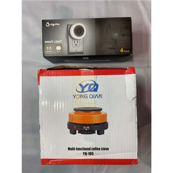 Assorted Lot of Oriignite Night Light and Multi Functional Coffee Stove