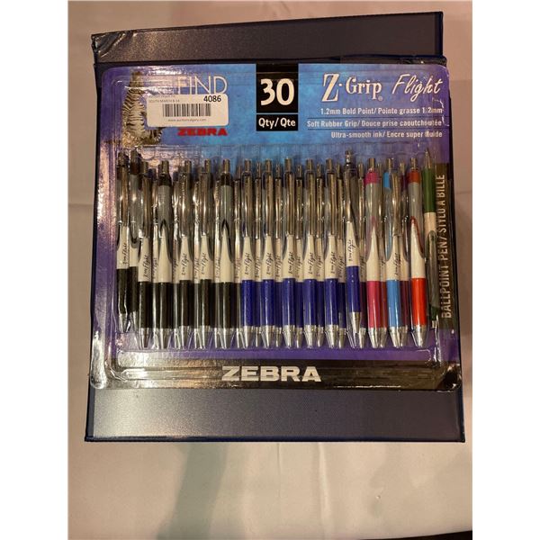 Assorted lot of Z-Grip Pens and 4 Binders