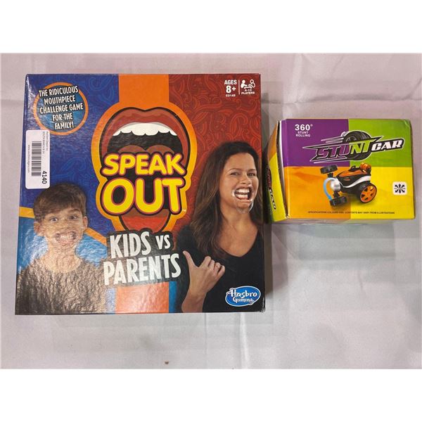 Speak Out Kids vs Parents and Stunt Car with 360 Stunt Rolling