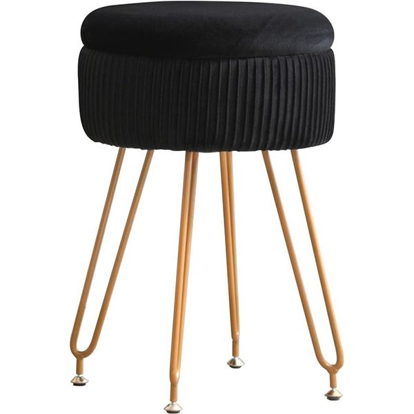 Black Round Velvet Ottoman