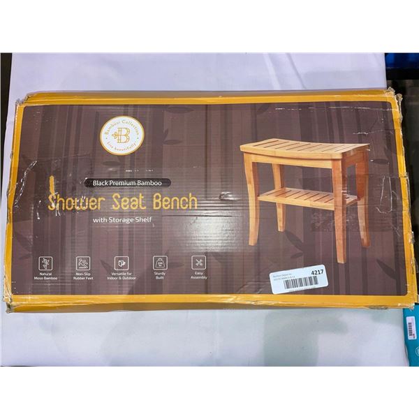 Black Premium Bamboo Shower Seat