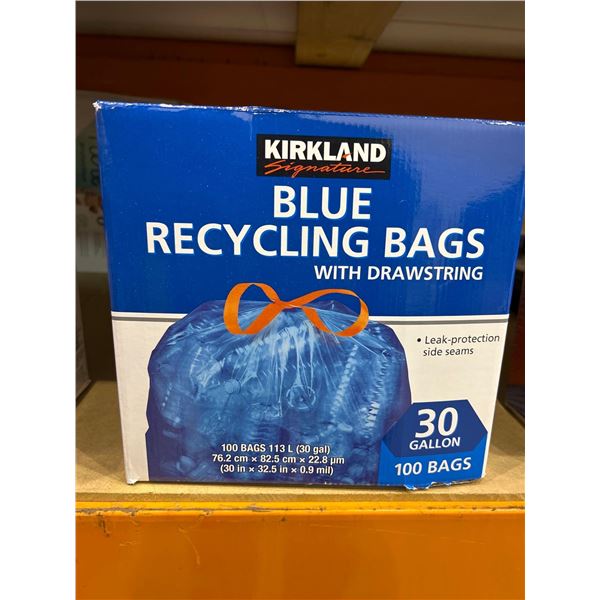 Kirkland Blue Recycling Bags 100 x 30 Gallons