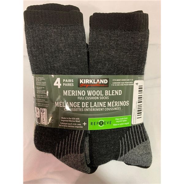 Kirkland Merino Wool Blend Socks 4 Pairs Mens Size 7-13