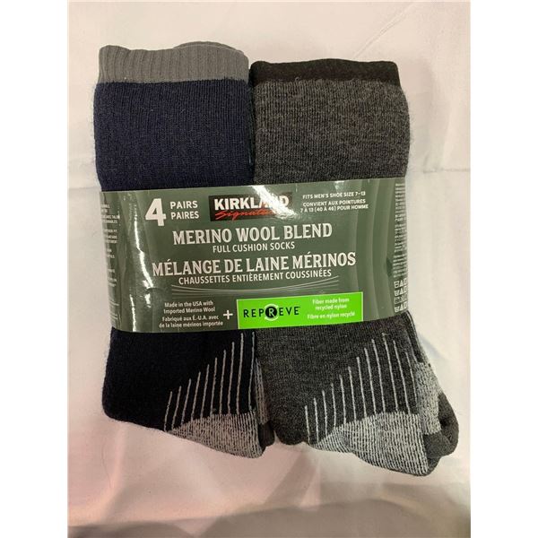 Kirkland Merino Wool Blend Socks 4 Pairs Size 7-13