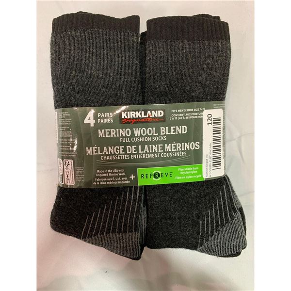Kirkland Merino Wool Blend Socks 4 Pairs Size 7-13