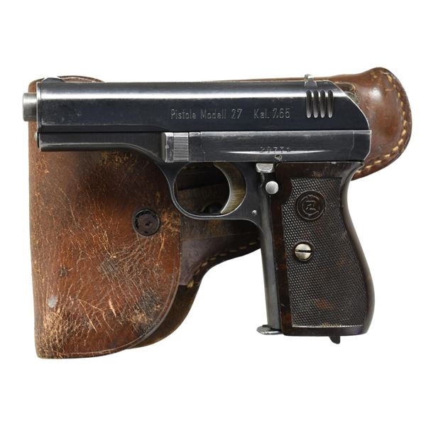 WWII GERMAN CZ 27 SEMI AUTO PISTOL.