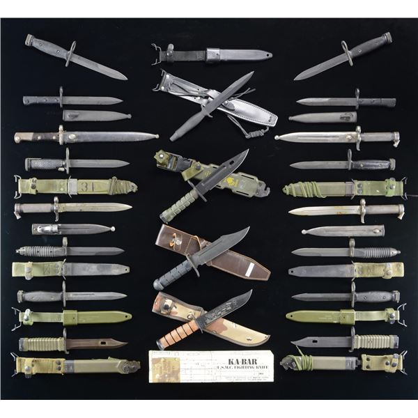 LOT OF ASSORTED BAYONETS & KNIVES.