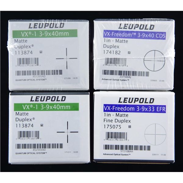 4 LEUPOLD 3-9 VARIABLE POWER SCOPES.