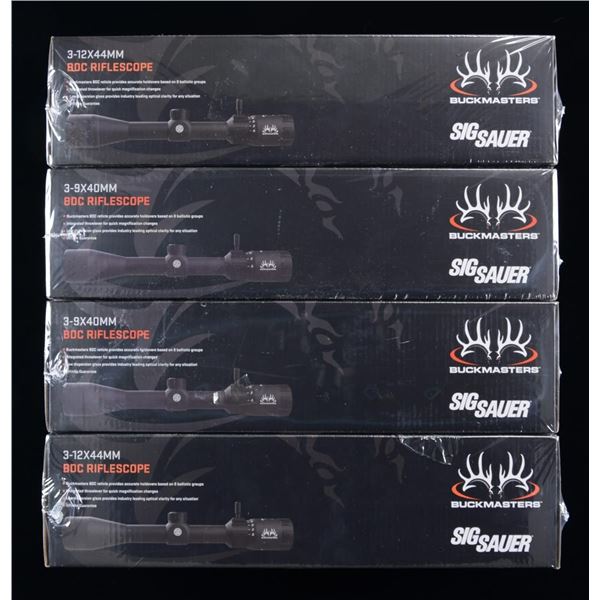 4 NIB SIG SAUER BUCKMASTERS 1" SCOPES.