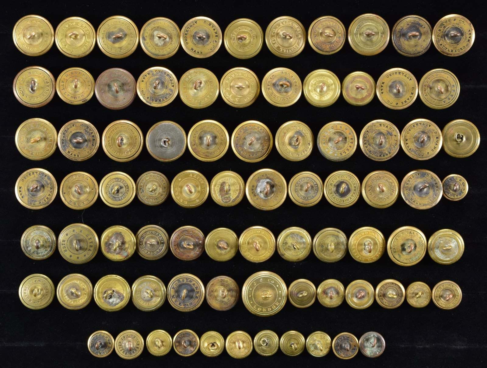 Military Button Types 81 US MILITARY BUTTONS FROM THE CIVIL WAR PERIOD & - Poulin Auctions