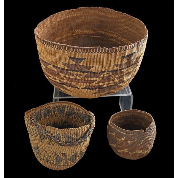 3 NATIVE AMERICAN BASKETS.