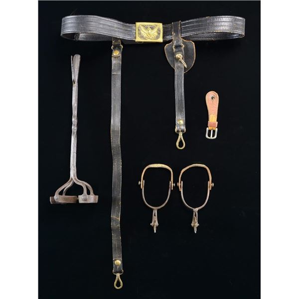 SWORD BELT, SPURS, & CATTLE BRAND.