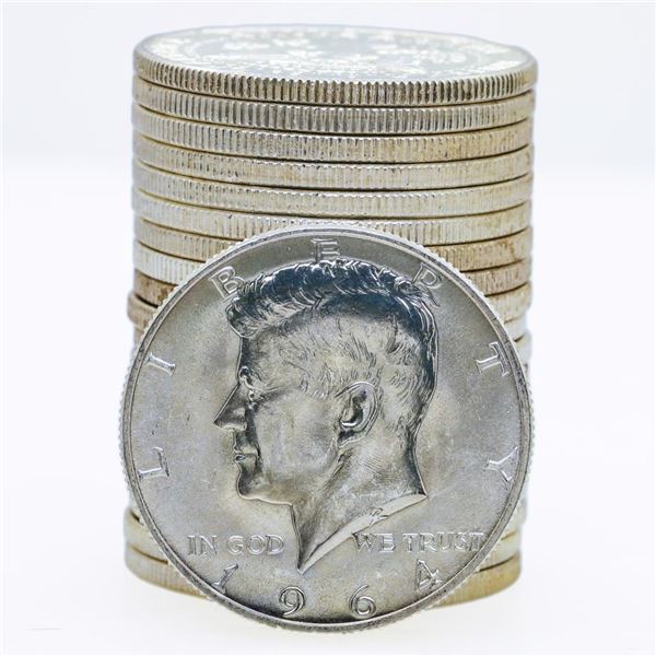 Roll of (20) Brilliant Uncirculated 1964-D Kennedy Half Dollar Coins