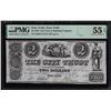Image 1 : 1839 $2 City Trust & Banking Company NY, NY Obsolete Note PMG About Uncirculated 55EPQ