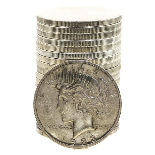 Roll of (20) Brilliant Uncirculated 1923 $1 Peace Silver Dollar Coins