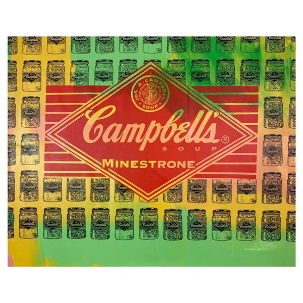 Steve Kaufman (1960-2010) "Campbell's Minestrone" Original Mixed Media on Canvas