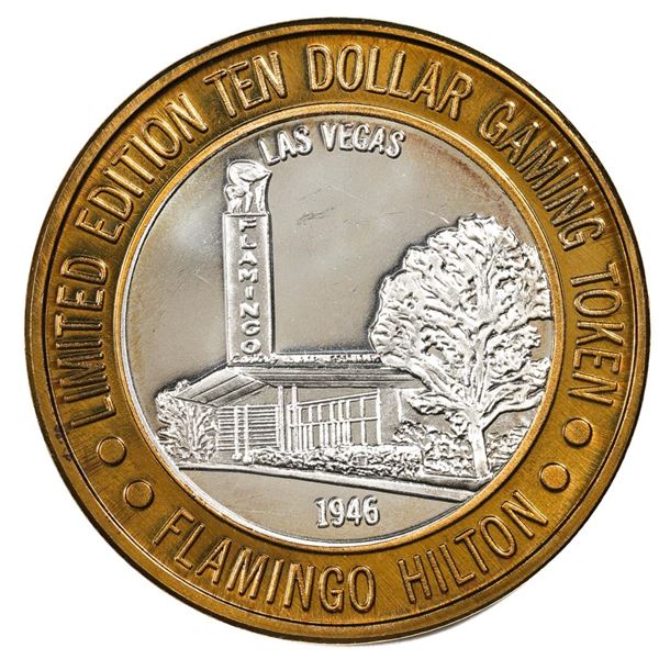 .999 Silver Flamingo Hilton Las Vegas, Nevada $10 Casino Limited Edition Gaming Token