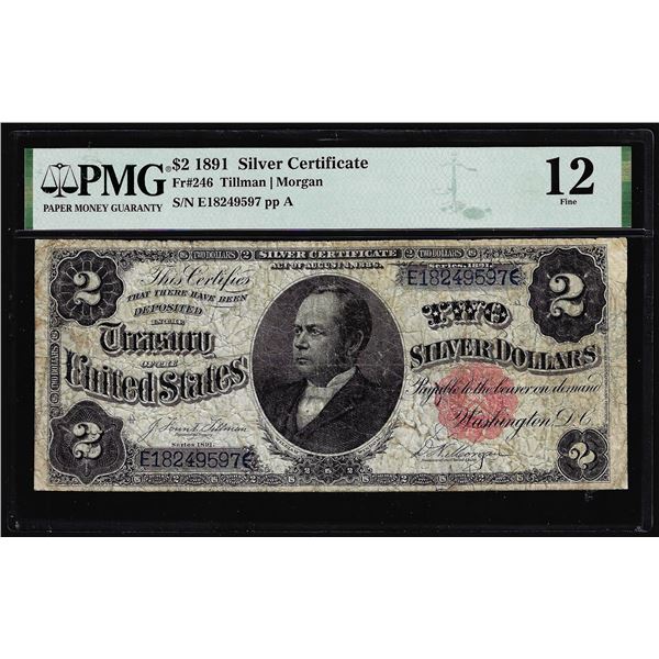 1891 $2 Windom Silver Certificate Note Fr.246 PMG Fine 12