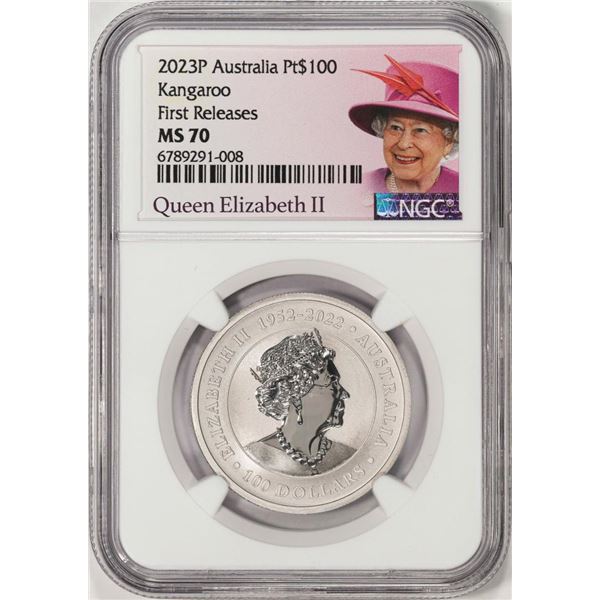 2023P Australia $100 Kangaroo 1oz Platinum Coin NGC MS70 First Releases
