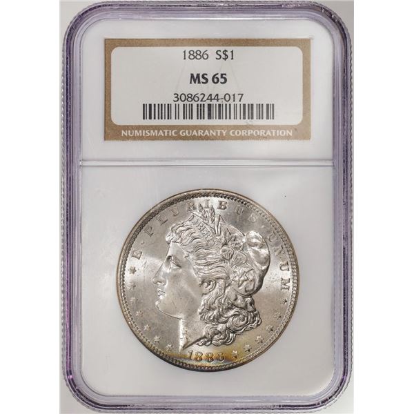 1886 $1 Morgan Silver Dollar Coin NGC MS65