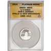 Image 1 : 2014 Proof 1/4 oz Platinum JFK Apollo 11 Anniversary Medal ANACS MS69