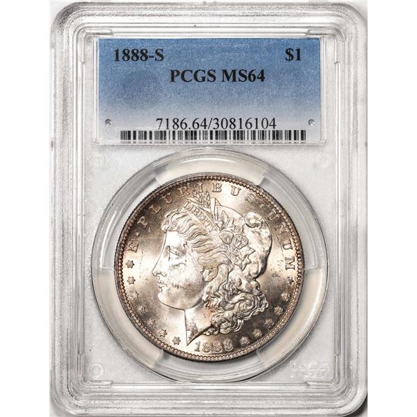 1888-S $1 Morgan Silver Dollar Coin PCGS MS64 Nice Toning