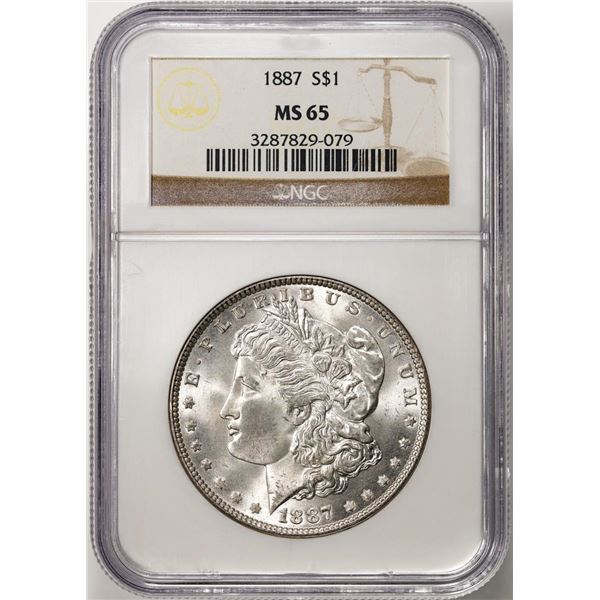 1887 $1 Morgan Silver Dollar Coin NGC MS65