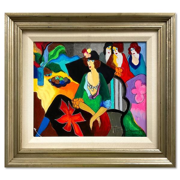 Itzchak Tarkay (1935-2012) "Red Hat" Original Mixed Media on Board