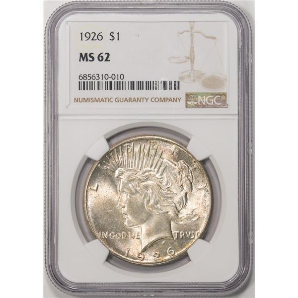 1926 $1 Peace Silver Dollar Coin NGC MS62