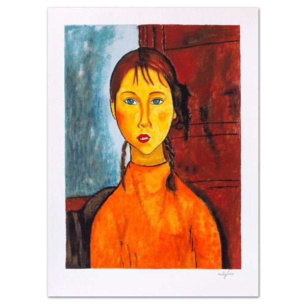 Amedeo Modigliani  Bambina Con Trecce  Limited Edition Serigraph on Paper