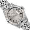 Rolex Ladies Stainless Steel Silver Index Emerald and Diamond Date Wristwatch