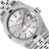 Image 1 : Rolex Midsize Stainless Steel Silver Index Sapphire and Diamond Datejust Wristwatch
