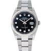 Image 2 : Rolex Mens Stainless Steel Black Diamond Datejust Wristwatch