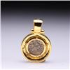 Image 2 : 18k Yellow Gold Tourmaline & Greek Coin Pendant