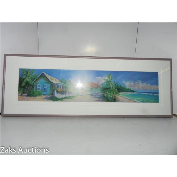 J Clark Print 510/750 Signed - Town & Ocean View