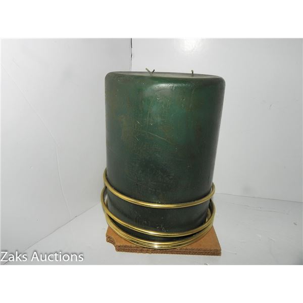 Partylite 6" 3 Wick Green Candle on Gold Style Base in Box