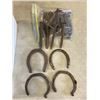 Image 2 : ANTIQUE RAILWAY SPIKES, HORSESHOES,  LEATHER STRAPS, ETC