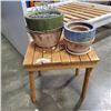 Image 1 : ASSORTED PLANT POTS AND PINE OUTDOOR TABLE