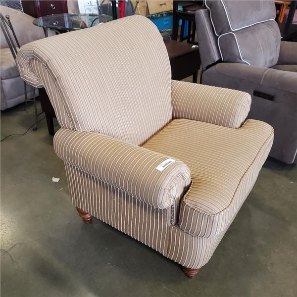 BEIGE ROLLED ARM CHAIR