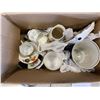 Image 1 : BOX OF COLLECTIBLES - ASSORTED SAUCERS, CHARLES AND DIANE MUG, UKRAINIAN MUG, ETC