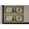 Image 1 : 2-1957 US $1 SILVER CERTIFICATE STAR NOTES CRISP