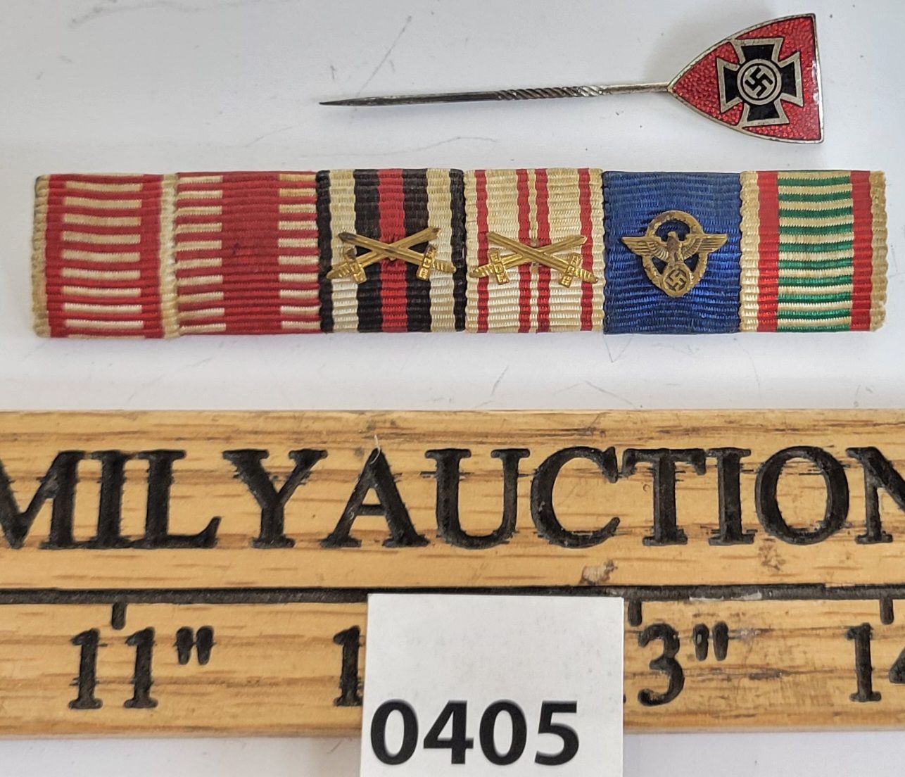 LOT OF 2 - GERMAN NAZI RIBBON BAR & IRON CROSS PIN - Kidd Family Auctions