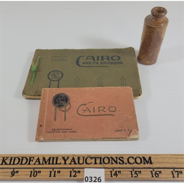 LOT OF 3 - POST CARDS & PHOTO ALBUMS - CAIRO AND AN INK WELL