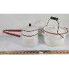 Image 2 : LOT OF 2 - ENAMEL WARE - DOUBLE BOILER & STOVE POT W/ LIDS
