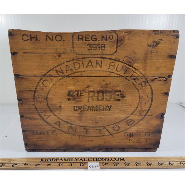 STE ROSE CREAMERY WOOD CRATE - CANADIAN BUTTER MANITOBA