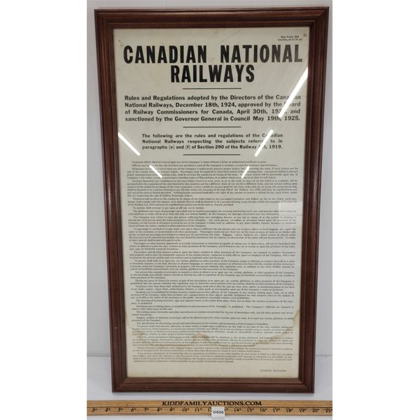 CANADIAN NATIONAL RAILWAYS FRAMED RULES & REGULATIONS