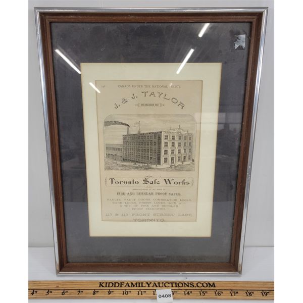 FRAMED J. & J. TAYLOR TORONTO SAFE WORKS ADVERTISEMENT