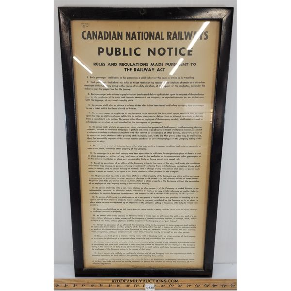 CANADIAN NATIONAL RAILWAYS FRAMED PUBLIC NOTICE 