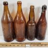 Image 1 : LOT OF 4 - EMBOSSED AMBER BLOB TOP BREWERY BOTTLES - INCL FLOWER CITY & REINHARDT, ETC.